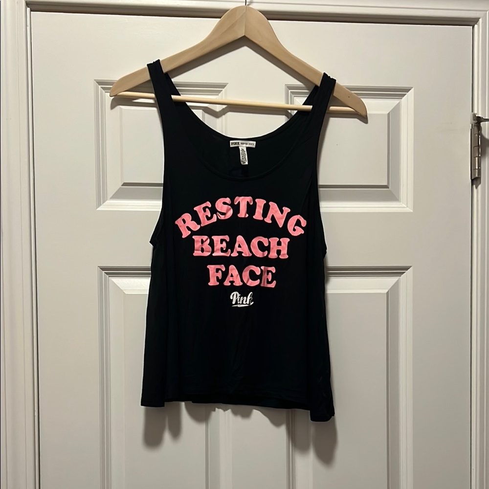PINK Victoria's Secret Black Graphic Tank Top